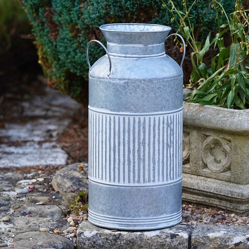 Milk churn planter galvanised - planter,