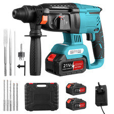 2 Batteries + Cordless Hammer Drill SDS Rotary Heavy Duty Electric Impact Hammer