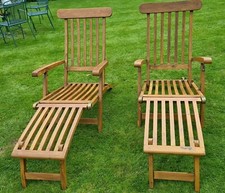 2 Hardwood Antique. Teak Steamer Chair's  