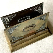 Antique Art Nouveau Brass Letter Rack - Excellent Condition