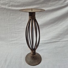 Bird Cage Metal Candle Holder Brown Rustic Pillar Candleholder Vintage 11.5"