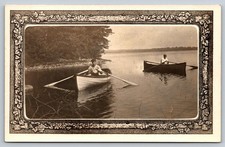 Men Rowing in Boats Wooden Row