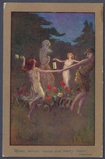 Revels, dances, masks and merry hours - 1917 art postcard by Sybil Barham