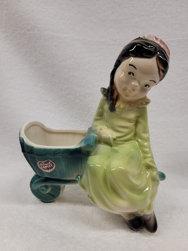 Girl wheelbarrow planter - 7",