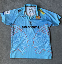Exeter Chiefs Mens Rugby Shirt XL Blue Samurai 2018/19 Cup Jersey Rare