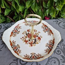 Vintage Kitsch Colclough Royal Royale 8525 Red Gold Cake Stand Plate Floral 10¼"