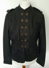NEXT - Soft REAL LEATHER Jacket Military Style BLACK Size 12