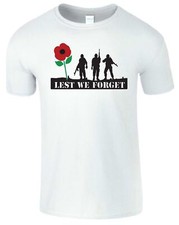 Rememberance Day Poppy Mens T Shirt Lest We Forget The Royal British Legion Tee