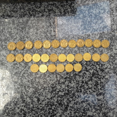 Three penny bits complete set - penny,