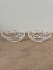 Pair of Dartington Crystal Textured Glass Bowls Avocado Design 12cm