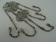 VICTORIAN SOLID STERLING SILVER ART NOUVEAU CHATELAINE CHAIN BIRMINGHAM 1899
