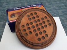 vintage solitaire wood board and modern marble game