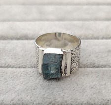 Raw Aquamarine Ring 925