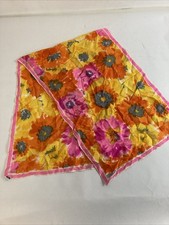Vintage Scarves by Vera 100% Silk Handrolled  Japan - Floral Pink/Yellow/Orange