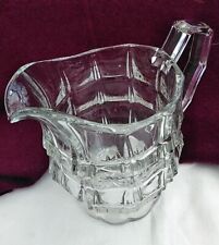 Water jug/pitcher, Art Deco clear pressed glass, footed, Jacobean pattern, 1940s