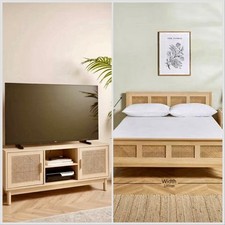 New Homelife Rattan Bed Double Maya Rattan Tv Stand Cabinet