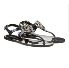 Armani Jeans Ladies Black Rubber Bucled Sandals UK8 - EU41 Excellent Condition 