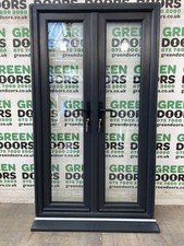 ANTHRACITE GREY FRENCH DOORS USED DOUBLE GLAZED EXTERNAL NARROW OPENS IN