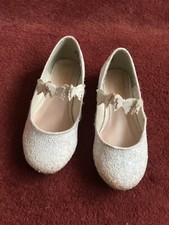 Girls Monsoon White Glitter Butterfly Shoes Size 8