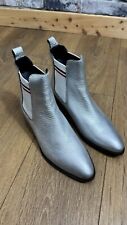 Tommy Hilfiger Women’s SOCK SHINY Block HEEL CHELSEA BOOT Ankle Boots Silver 6.5