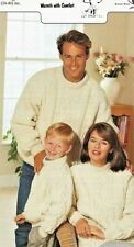 1813 FAMILY ARAN SWEATERS 24-46" Vintage Knitting Pattern COPY