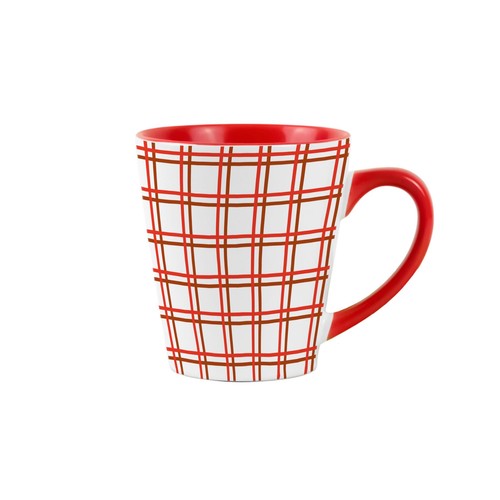 Red checkered print - checkered, mug