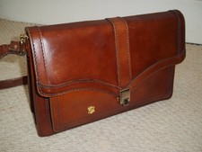 Fabulous VINTAGE 1980's Tan Leather Boxy Style Shoulder Bag/Handbag/Crossbody