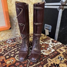 Vintage 1980s Schneider London Brown Leather Handmade Original Riding Boots Size