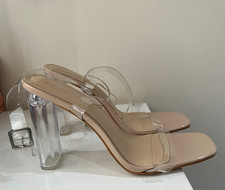 Public Desire Shoes Size UK 8 Perspex Ankle Strap Heel Party Occasion