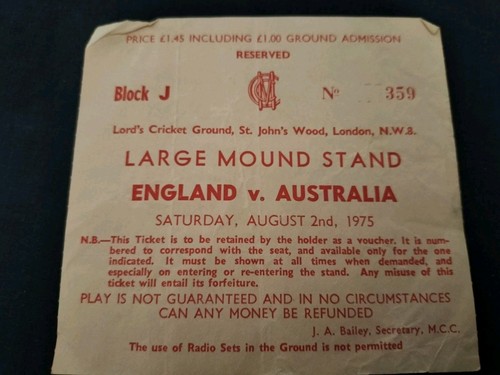Vintage match ticket england - match,