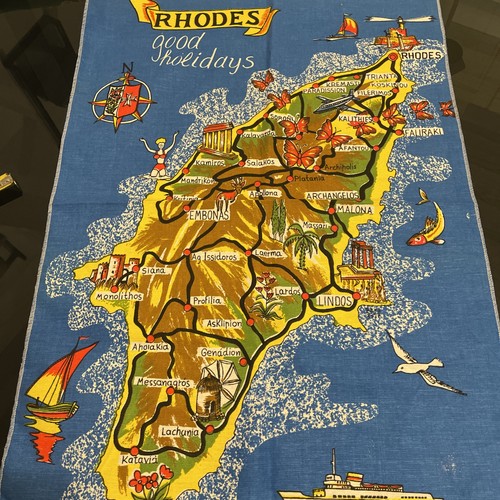 Vintage tea towel cote azur - cote, d'azur