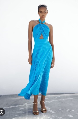 Zara blue halter - halter, summer