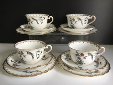 4 x Vintage Plant TUSCAN China TRIOs - Bird Pattern 9143 - sold at Harrods -MINT