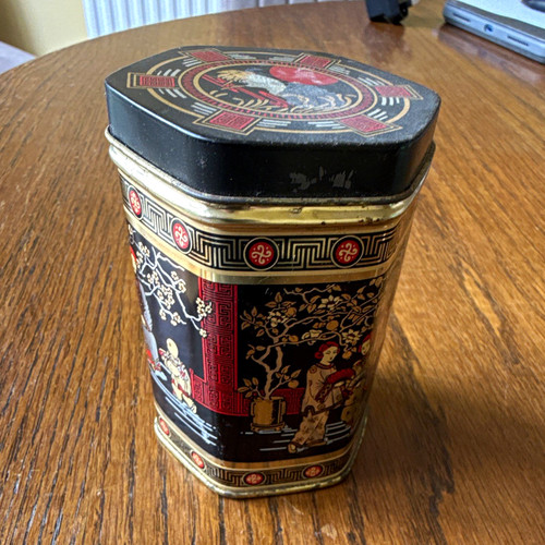 Vintage tea caddy tin 1970s - caddy,