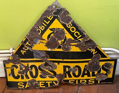 Vintage cross roads - vintage, enamel