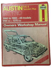 Austin Metro Haynes Manual MG Vanden Plas 1980 to 1985