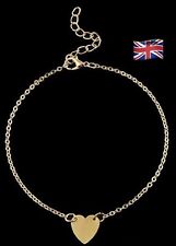 x2 Gold Plated Heart Anklet Chain Adjustable Summer Foot Ankle Bracelet