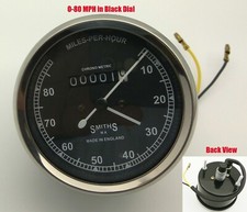 Smiths Replica Speedo Meter Speedometer 0-80 MPH BLACK For BSA, Vincent, Ariel
