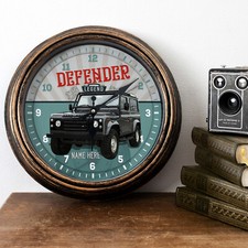 Personalised Car Clock Land Rover Defender Classic Round Hanging Wall Gift VCC23