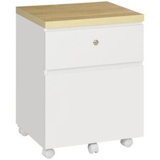 2-Drawer Filing Cabinet with Lock, for A4 and Wheels, Home Office Study, White
