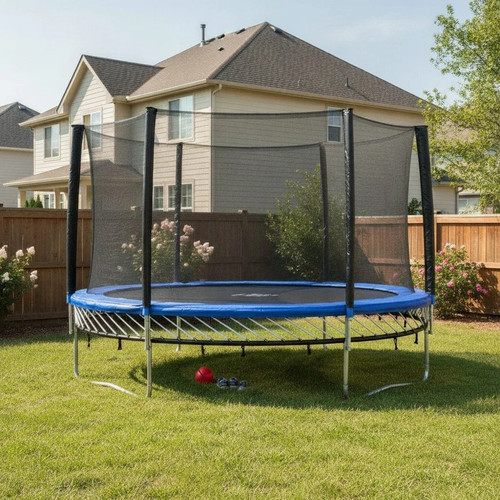 10ft blue trampoline safety - blue,