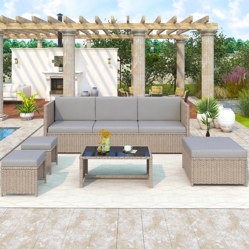 Rattan garden furniture set - garden,