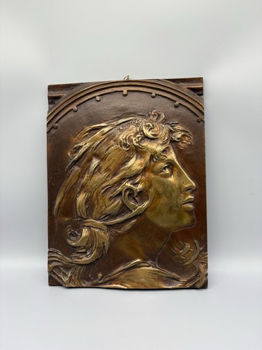 Patinated bronze plaque - patinated,