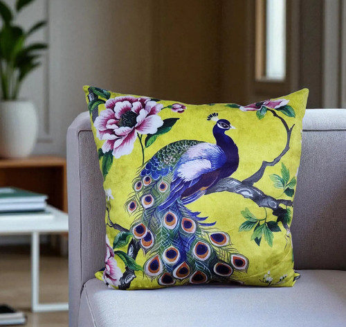 Peacock floral velvet - floral,