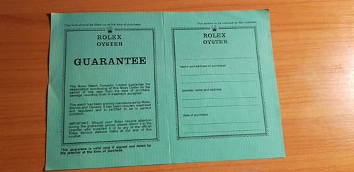 Vintage rolex oyster guarantie - rolex,