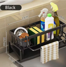 Kitchen Sink Caddy Basket Drain Rack Sponge Dishcloth Holder Storage Organizer