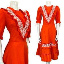 VTG 70S ORANGE WHITE RUFFLE