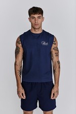 SikSilk Mens Navy Logo Vest