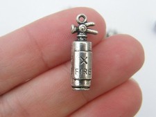 8 Fire extinguisher charms antique silver tone P422