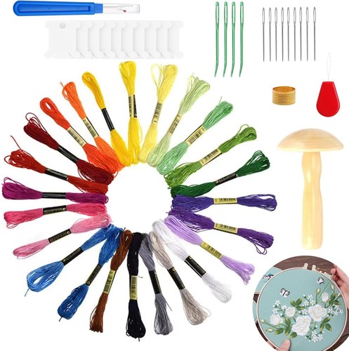 Darning kit wooden 37pcs wood - kit,
